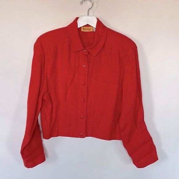 Vintage Linen Orange Shirt Jacket - Picture 1 of 9